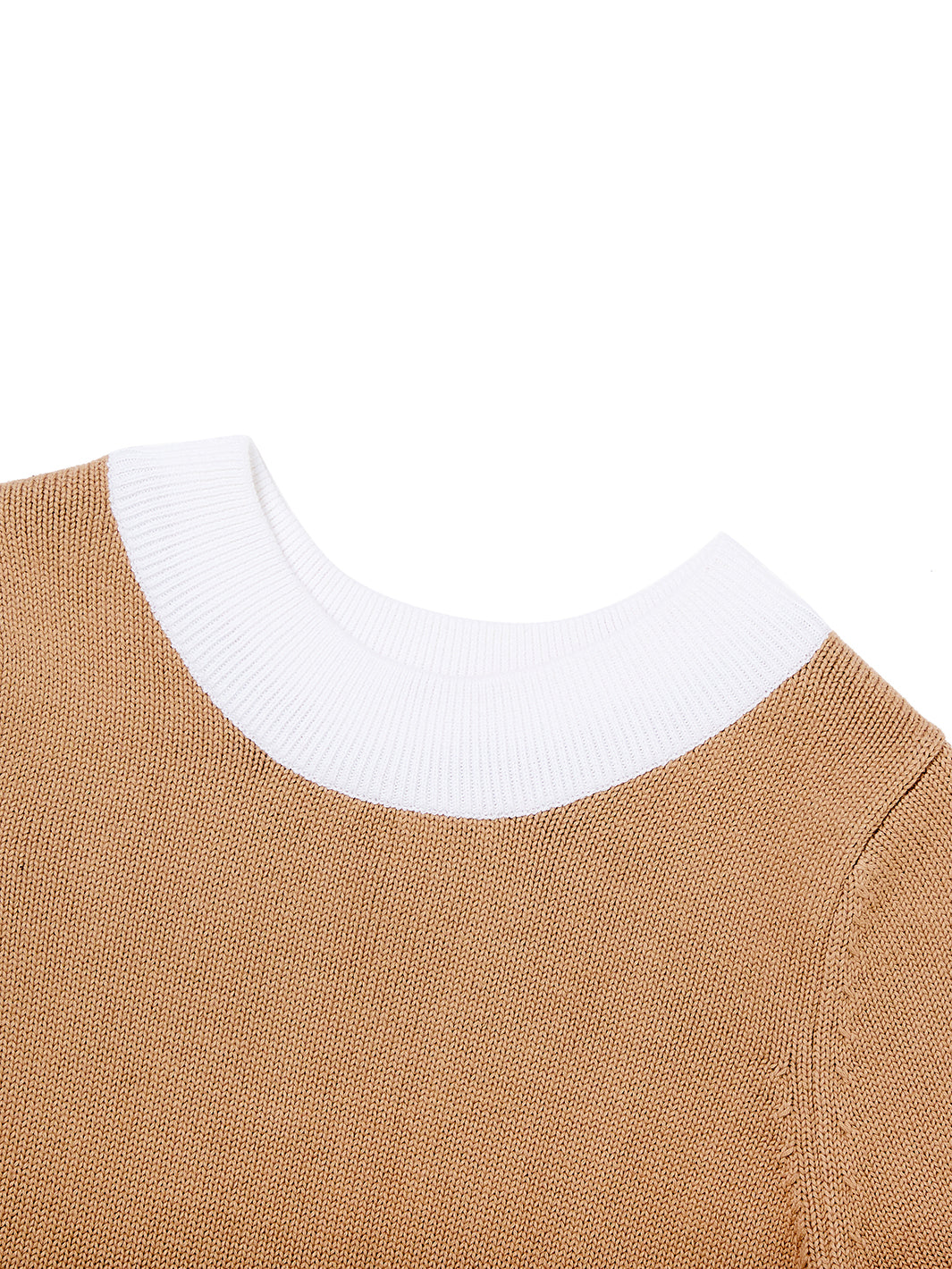 Wide Combo Short Sleeve Sweater - Clay Beige