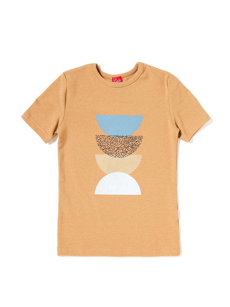 Half Circle Short Sleeve T-shirt - Beige