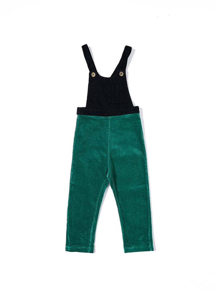 Rib Combo Fabric Corduroy Overall - Green