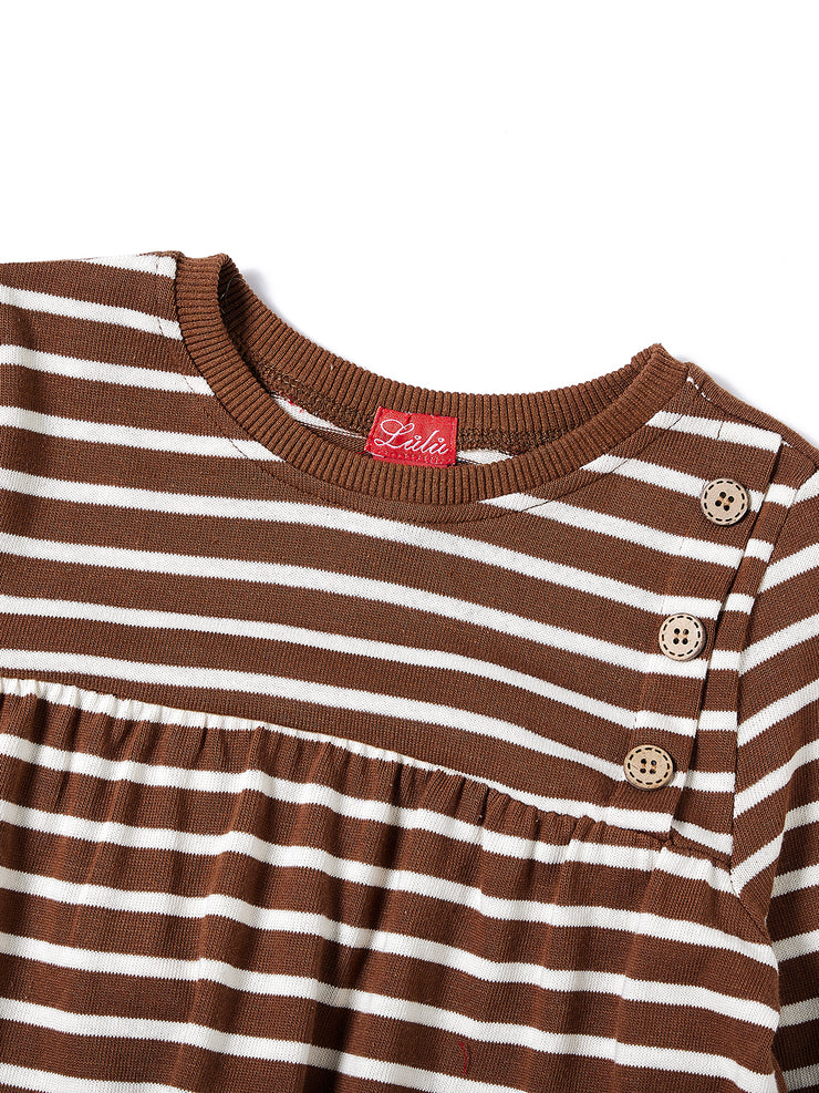 High Cut Classic Stripe Dress - Brown