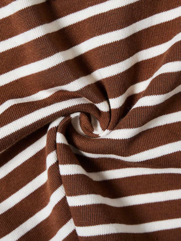High Cut Classic Stripe Dress - Brown