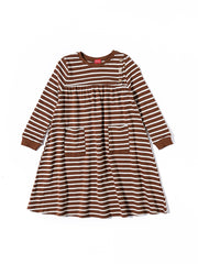 High Cut Classic Stripe Dress - Brown
