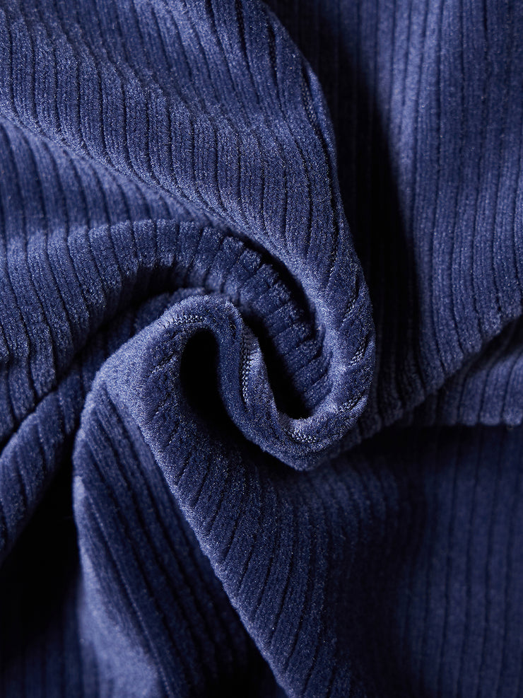 Pocket Wide Ribbed Top - Blue
