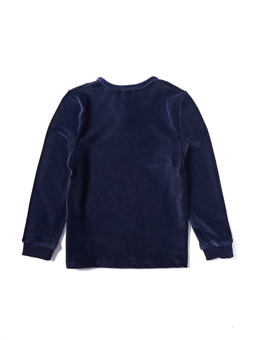 Front Opening Wide Ribbed Top - Blue
