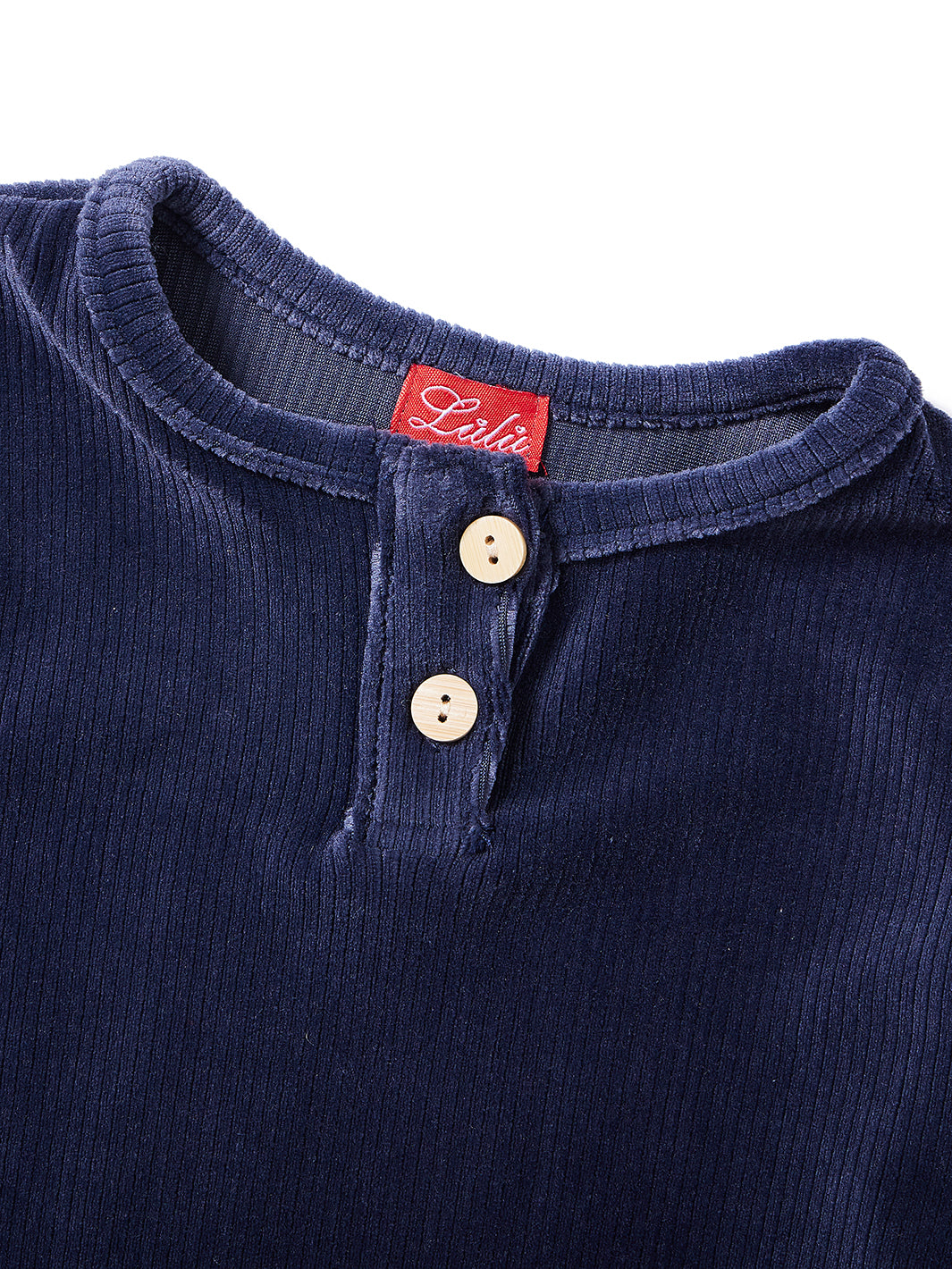 Front Opening Wide Ribbed Top - Blue