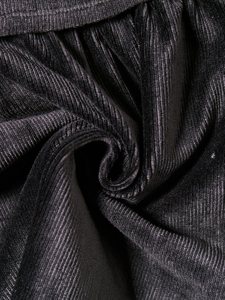 Wide Ribbed Skirt - Black