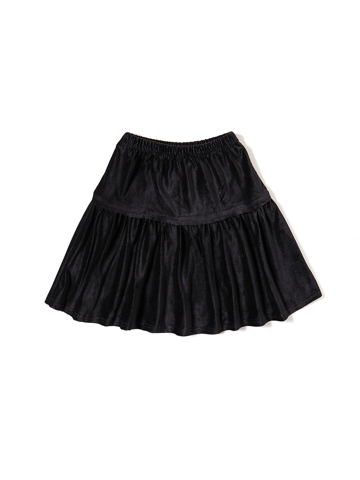 Wide Ribbed Skirt - Black