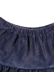 Wide Ribbed Skirt - Blue