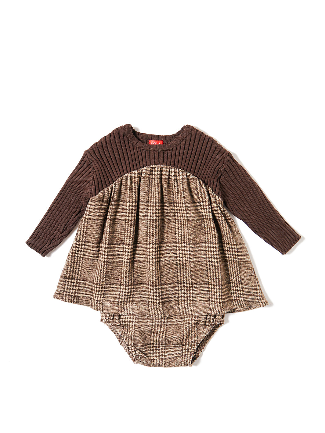 Brushed Plaid Knit Combo 2 Pc. - Brown