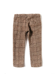 Brushed Plaid Long Pants - Brown