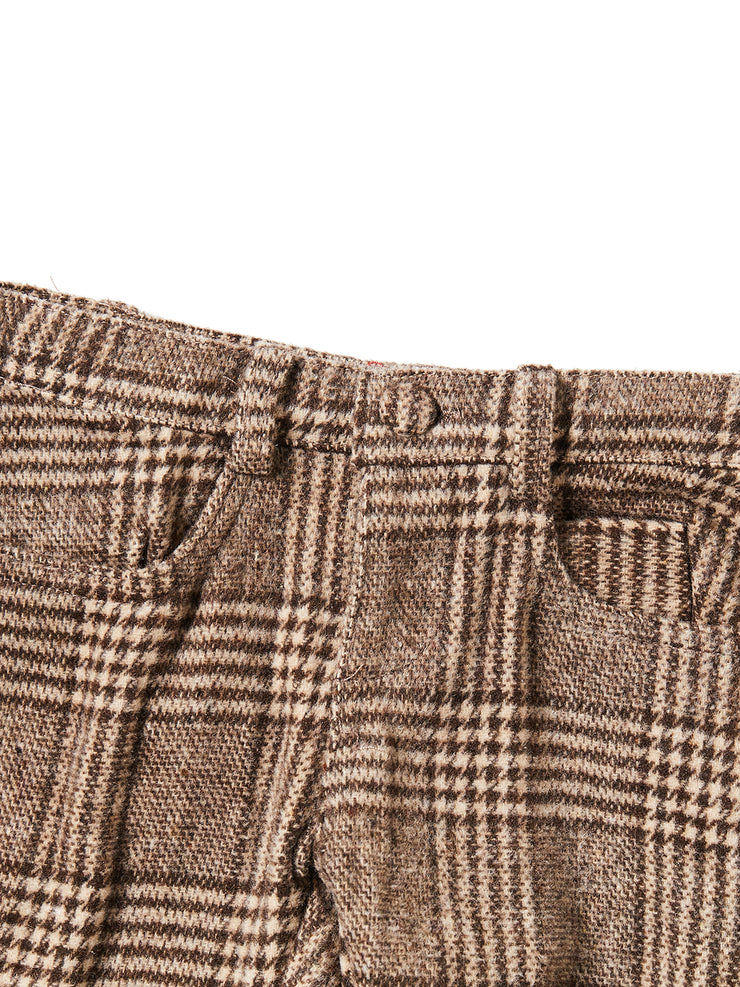 Brushed Plaid Long Pants - Brown