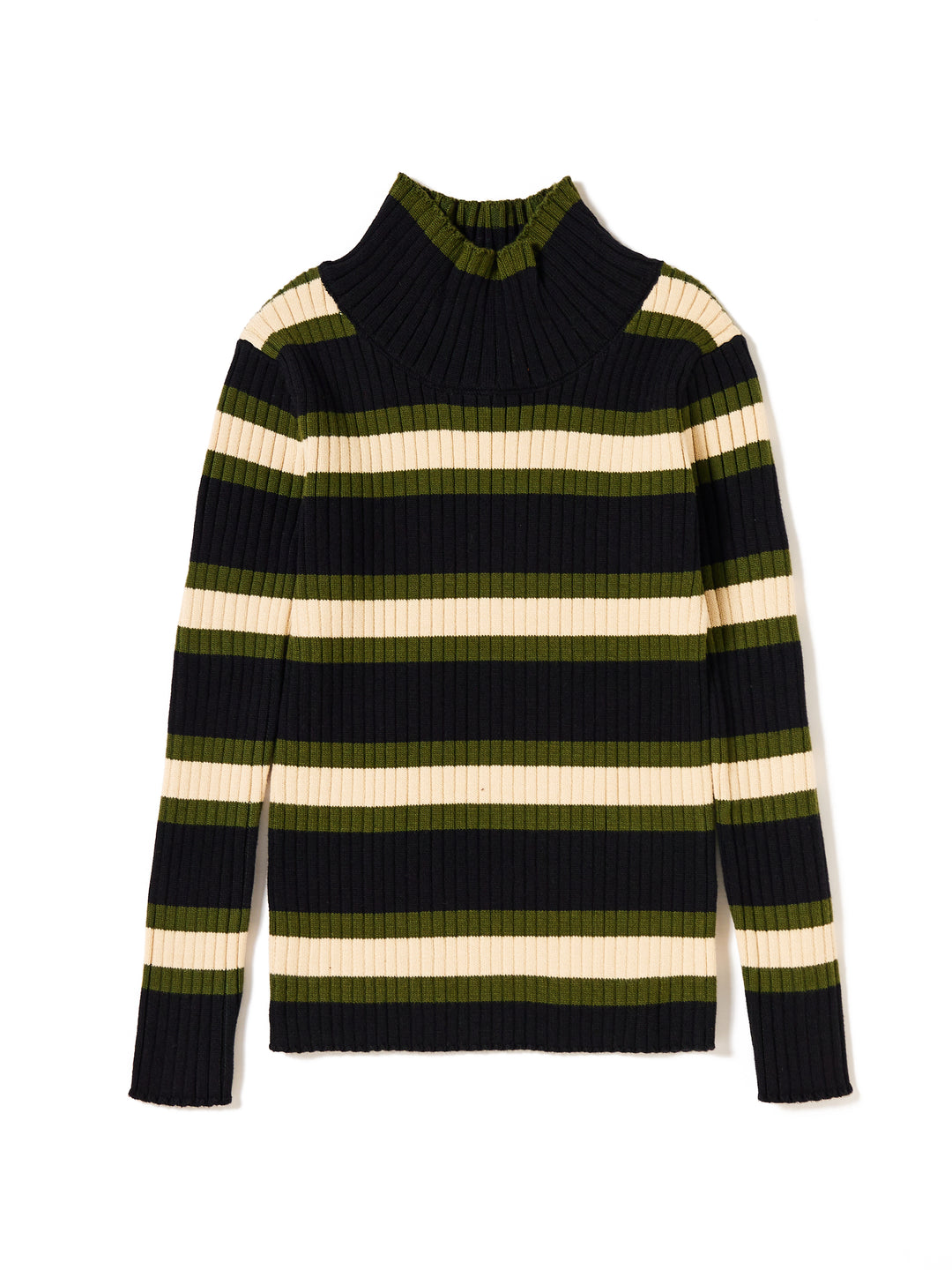 Colored Stripes Turtleneck Sweater - Black