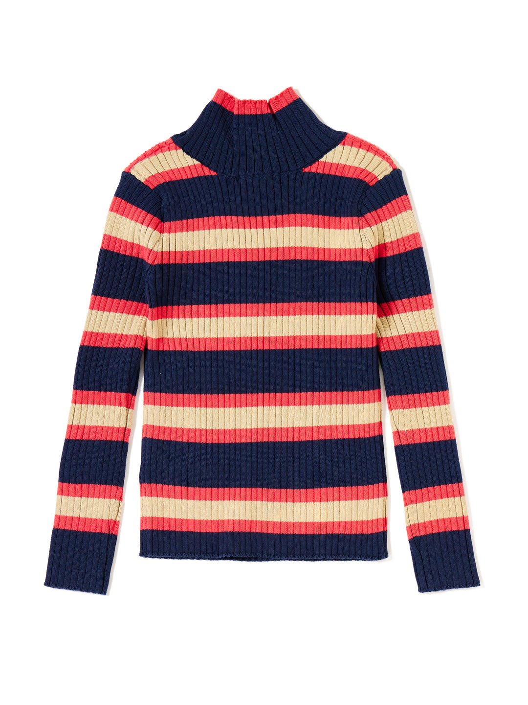 Colored Stripes Turtleneck Sweater - Denim