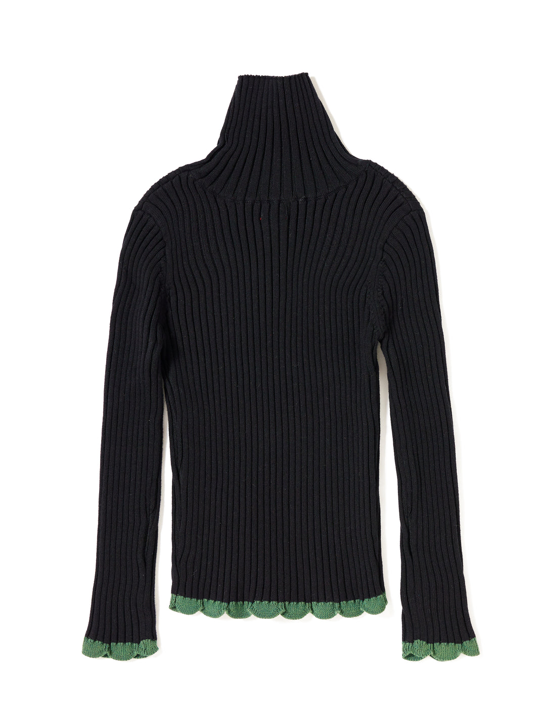 Trim Edge Turtleneck Sweater - Green