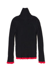 Trim Edge Turtleneck Sweater - Red