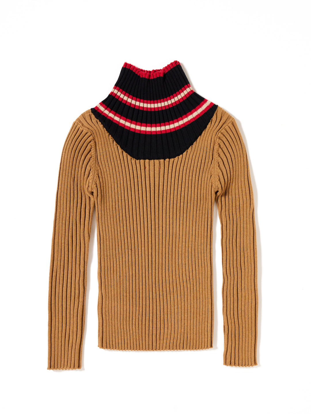 Striped Neck Turtleneck Sweater