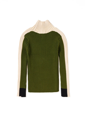 Mock Neck Color Block Turtleneck Sweater