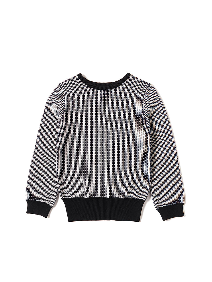 Square Design Sweater - Navy