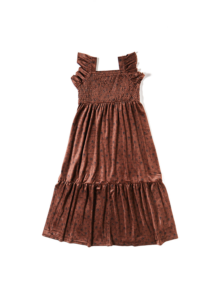 Solid Shirring Robe - Brown