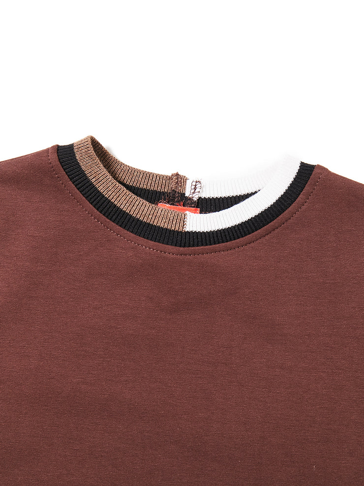 Colored Neck Top - Brown