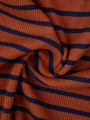 Thin Stripes Turtleneck T-shirt - Brown