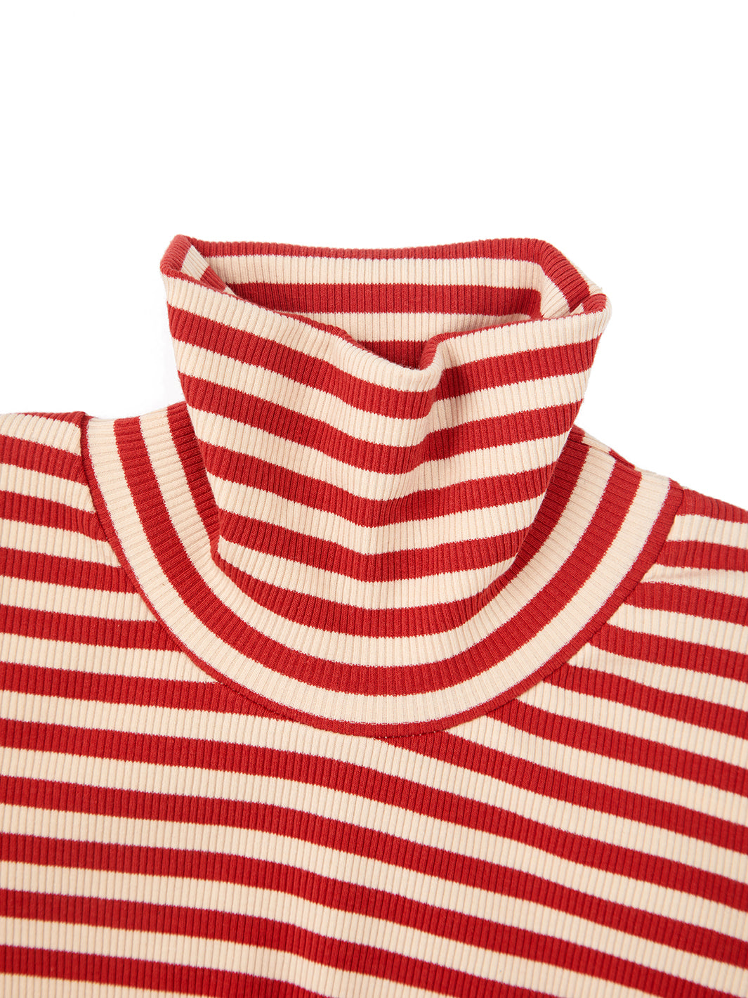 Thick Stripes Turtleneck T-shirt - Brick