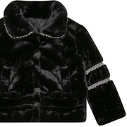Lace Trim Fur Jacket