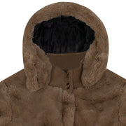 Mock Neck Fur Jacket - Camel