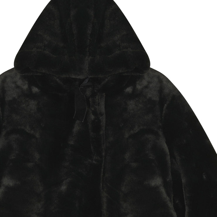 Fur Velvet Bow Jacket - Black