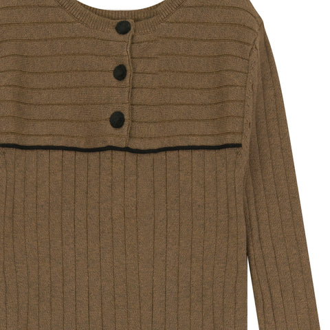 Combo Rib Design Sweater - Camel