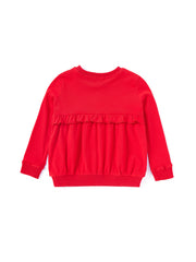 Basic Rib Ruffle Top - Red