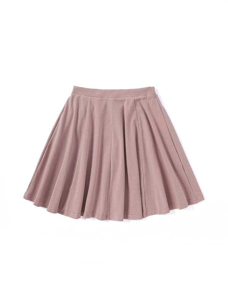 Basic Rib Flare Skirt - Taupe