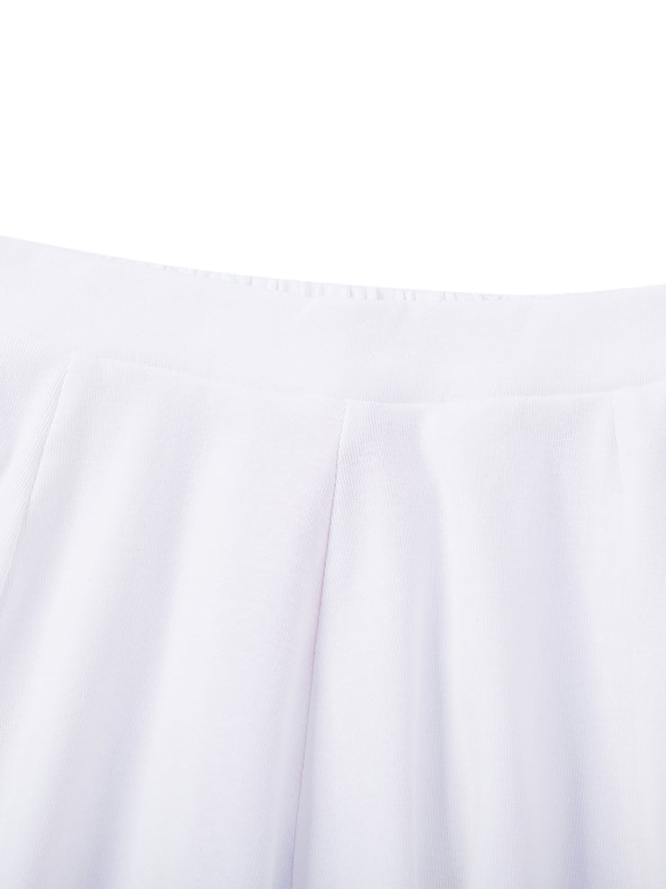 Basic Rib Flare Skirt - White