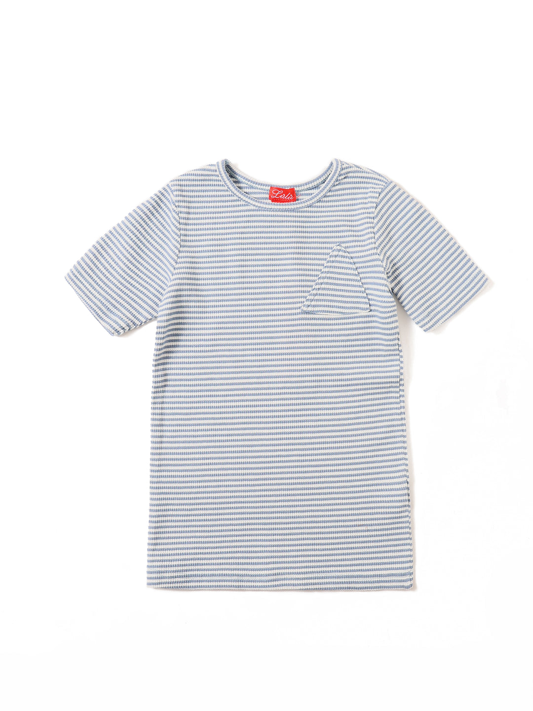 Waffle Stripe Triangle Pocket Short Sleeve T-shirt - Lt. Blue