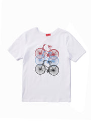 Bike Print T-Shirt - Pure White