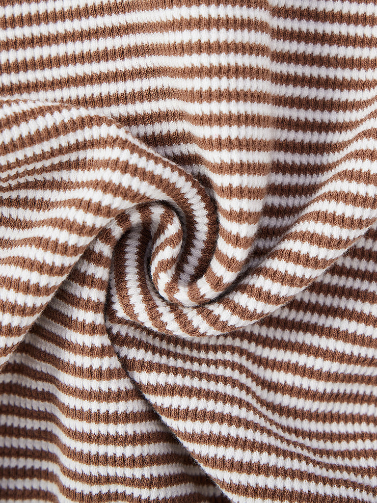 Waffle Stripe Romper - Taupe