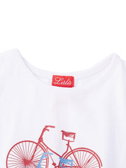 Bike Print Romper - Pure White