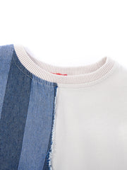 Stripe Combo Pocket Short Sleeve Top
