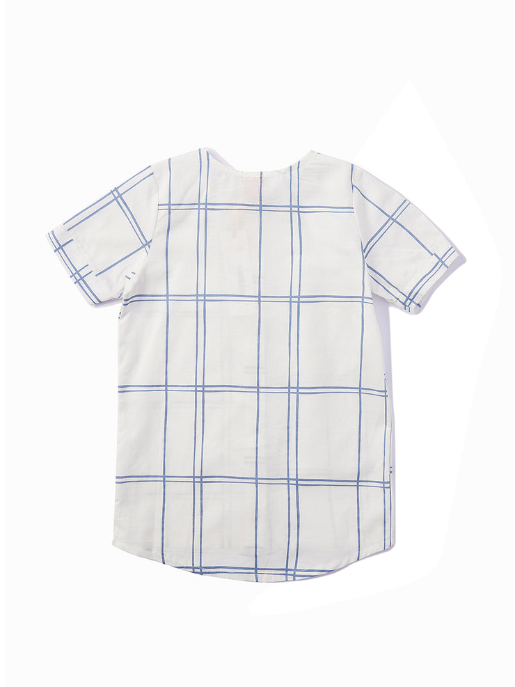 Printed Plaid Shirt - Blue