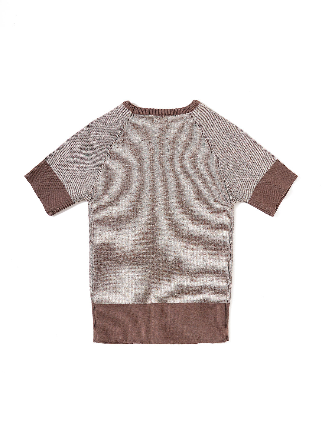 2 Tone Rib Short Sleeve Sweater