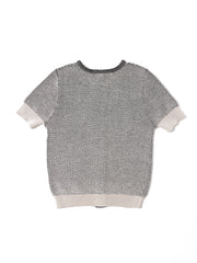 Cardigan Waffle Design Short Sleeve Sweater
