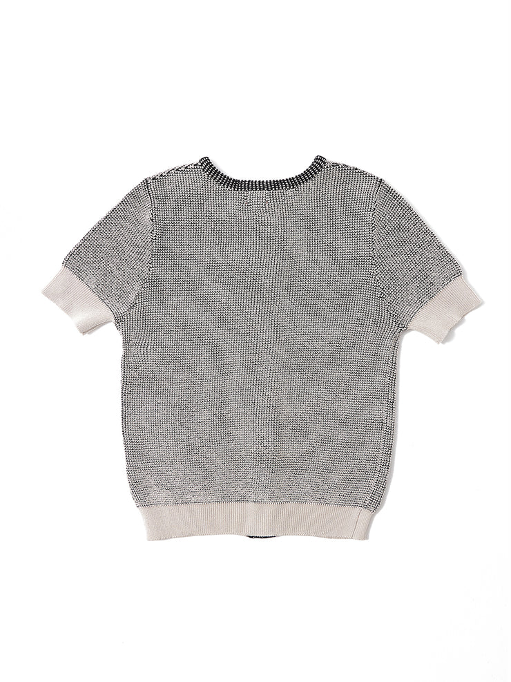 Cardigan Waffle Design Short Sleeve Sweater