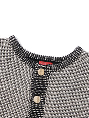Cardigan Waffle Design Short Sleeve Sweater
