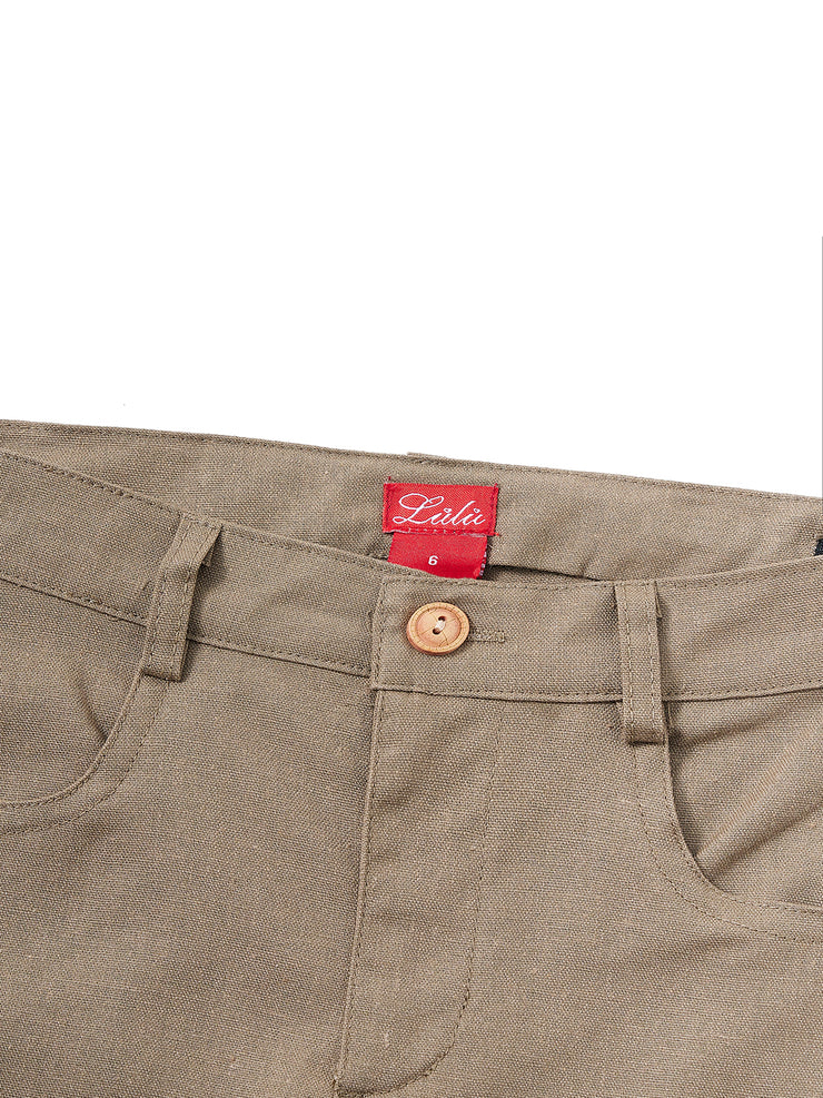 Linen Short Pants - Dk. Brown