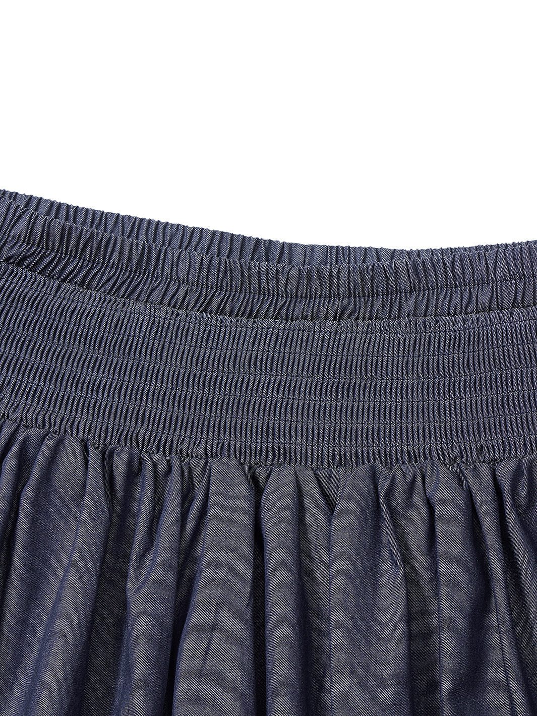 Soft Denim Shirring Skirt - Navy