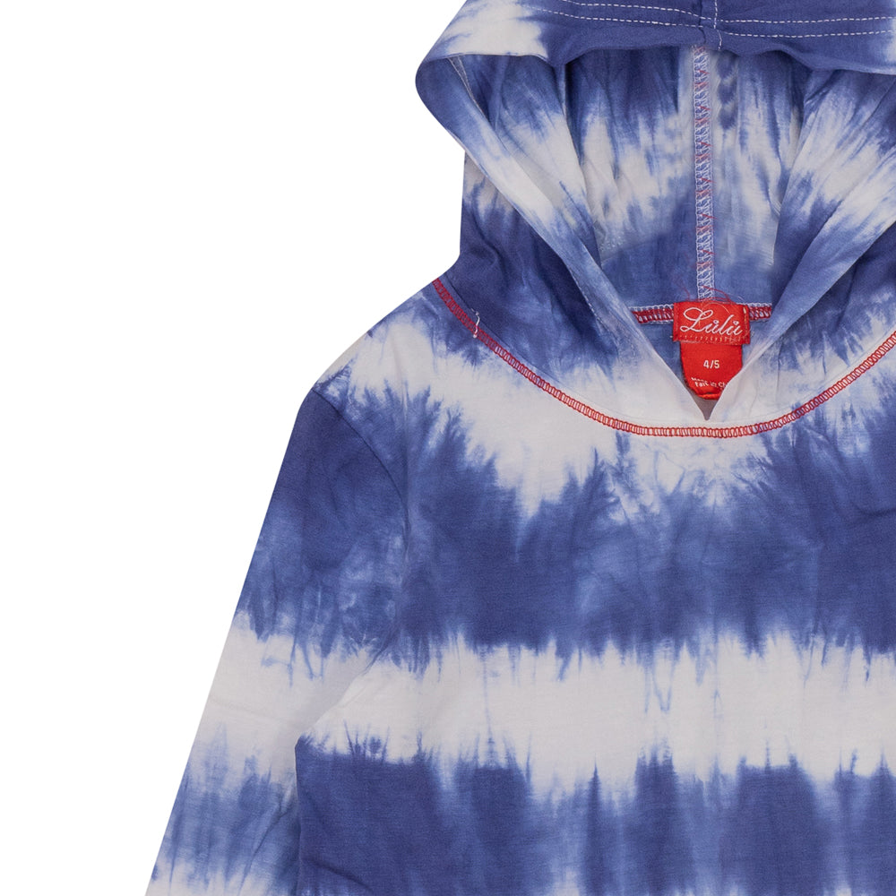 Contrast Tie-dye Stitching Hooded Top
