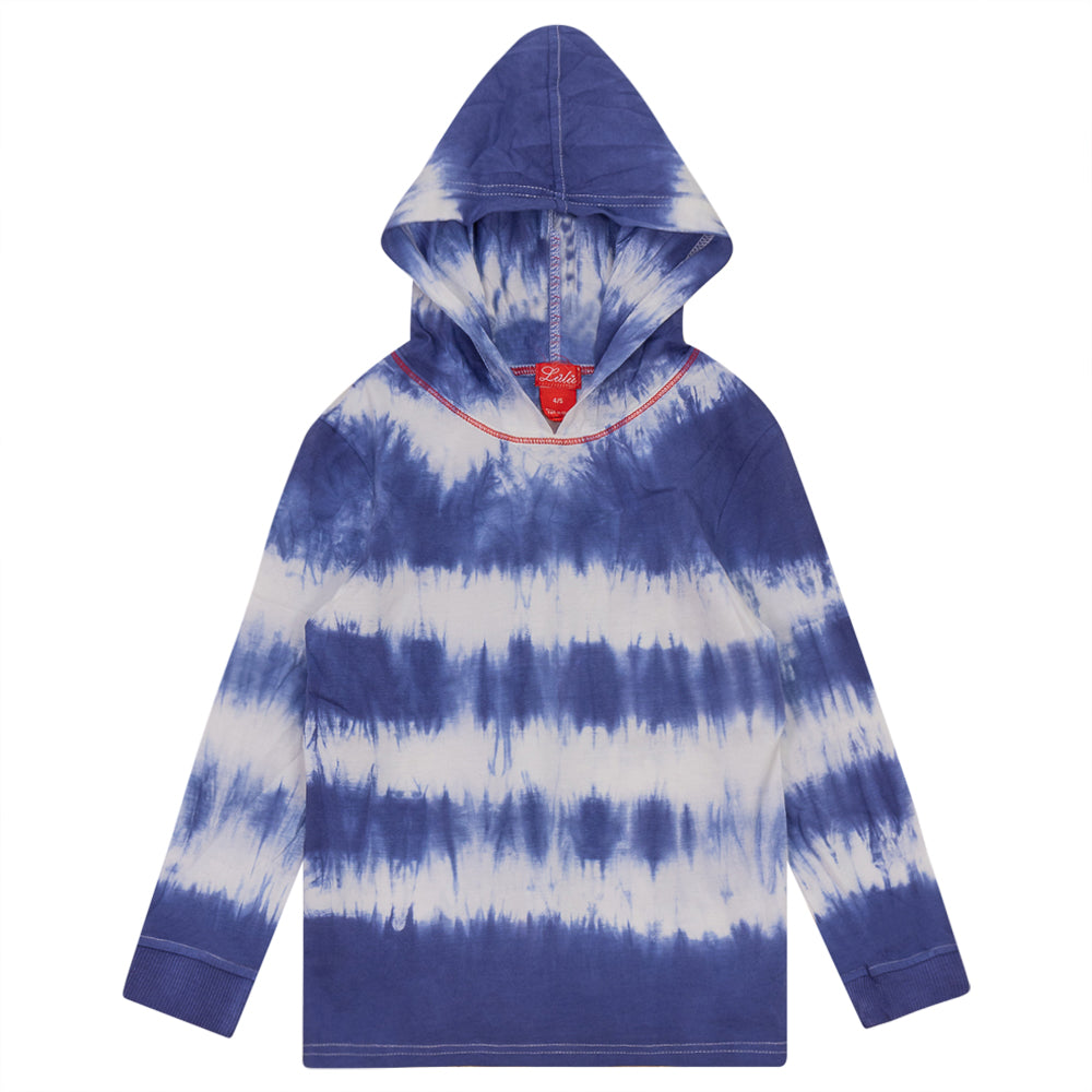 Contrast Tie-dye Stitching Hooded Top