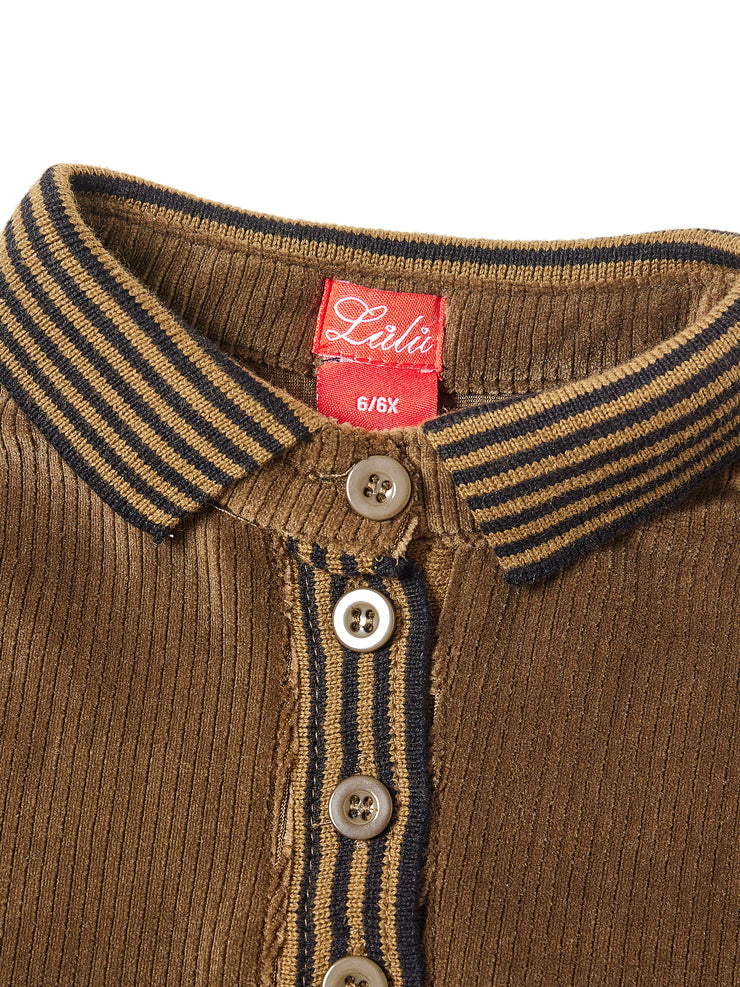 Stripe Ribs Polo - Khaki
