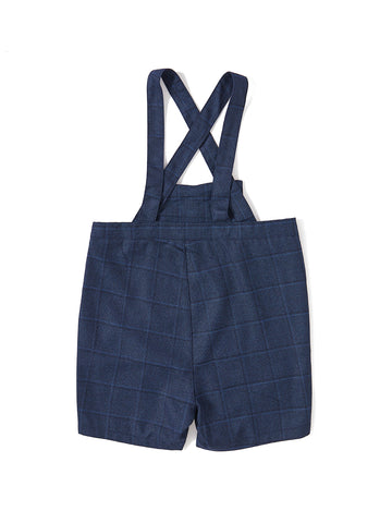 Plaid Pleats Straps Overall