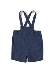 Plaid Pleats Straps Overall